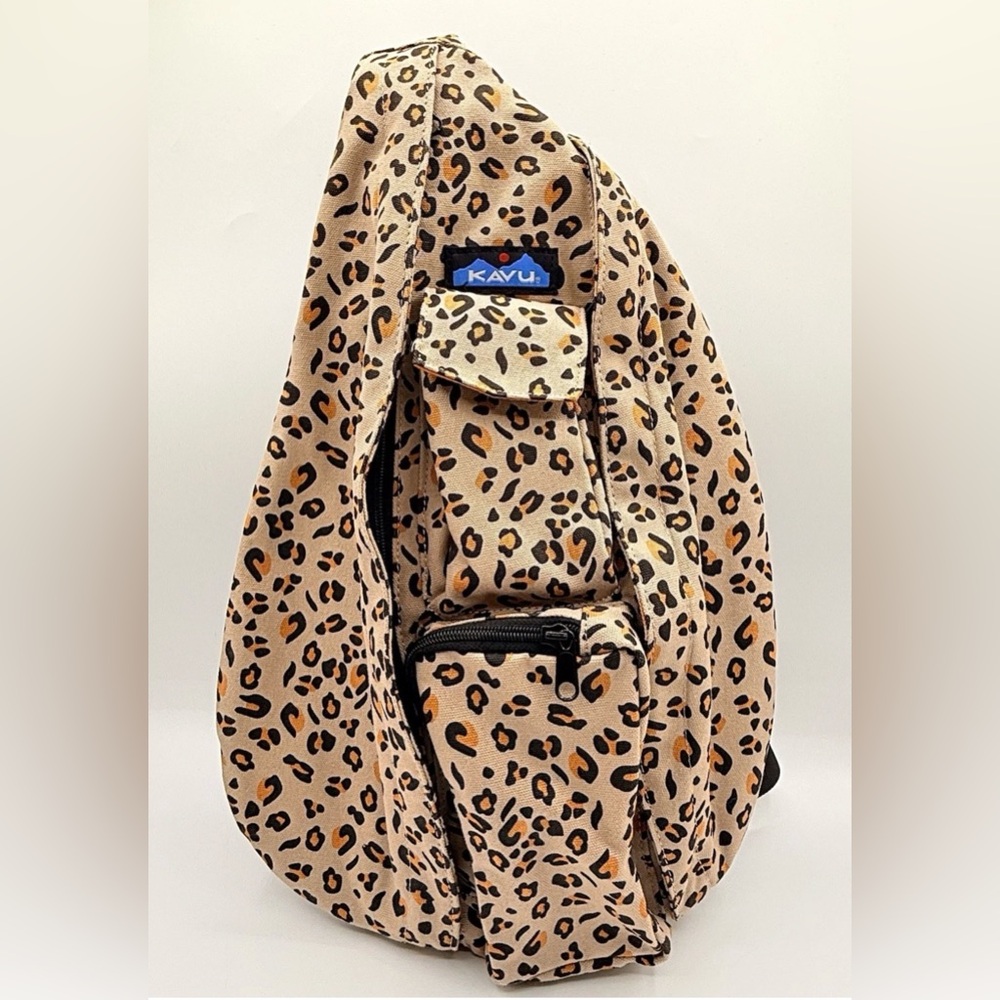 Kavu Leopard Print Crossbody Sling Bag in Tan, Black, Brown